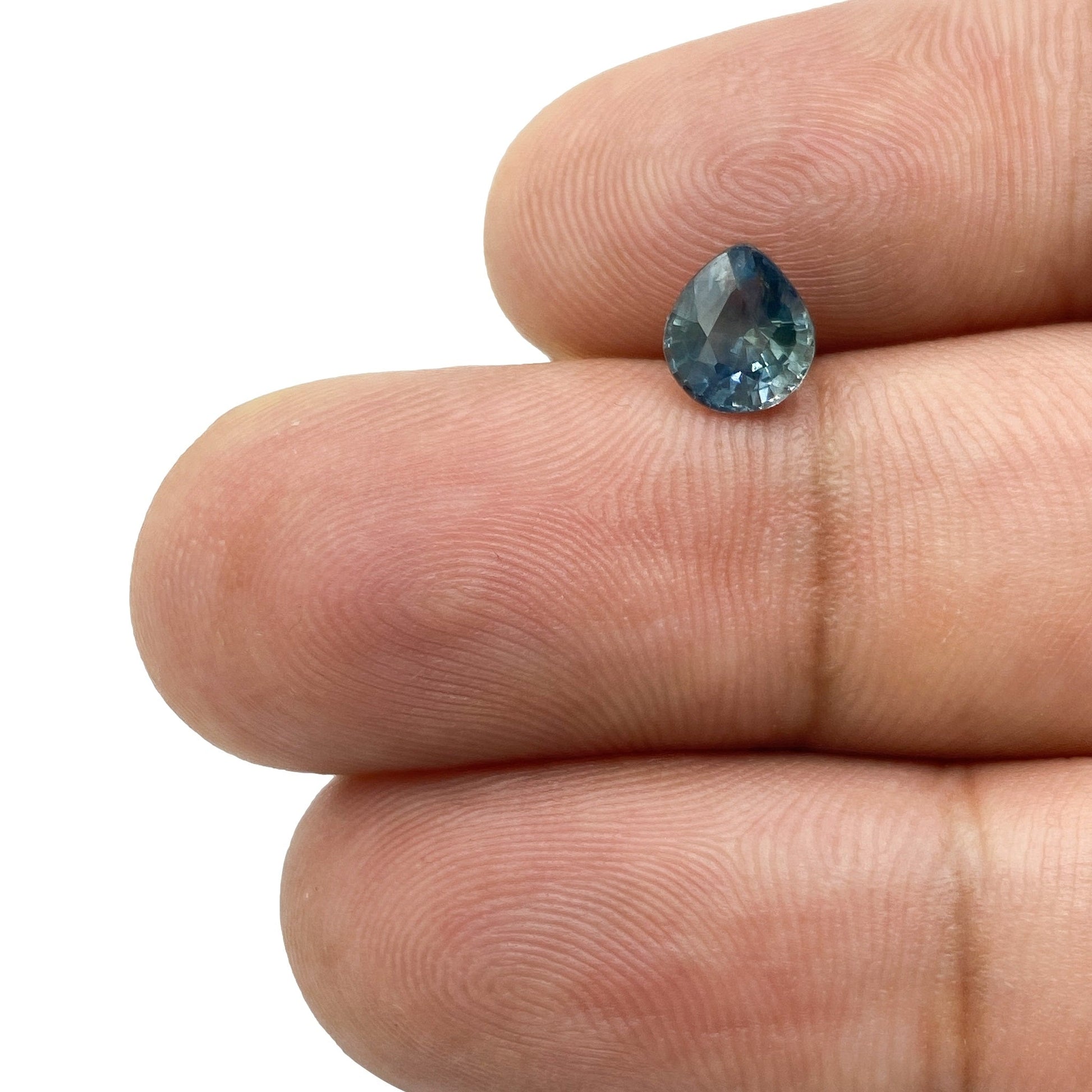 1.11ct | Brilliant Cut Pear Shape Blue Montana Sapphire-Modern Rustic Diamond