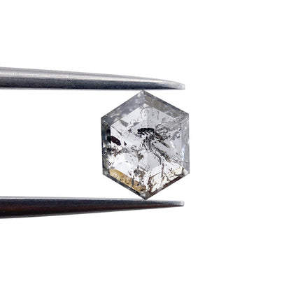1.28ct | Salt & Pepper Rose Cut Hexagon Shape Diamond-Modern Rustic Diamond