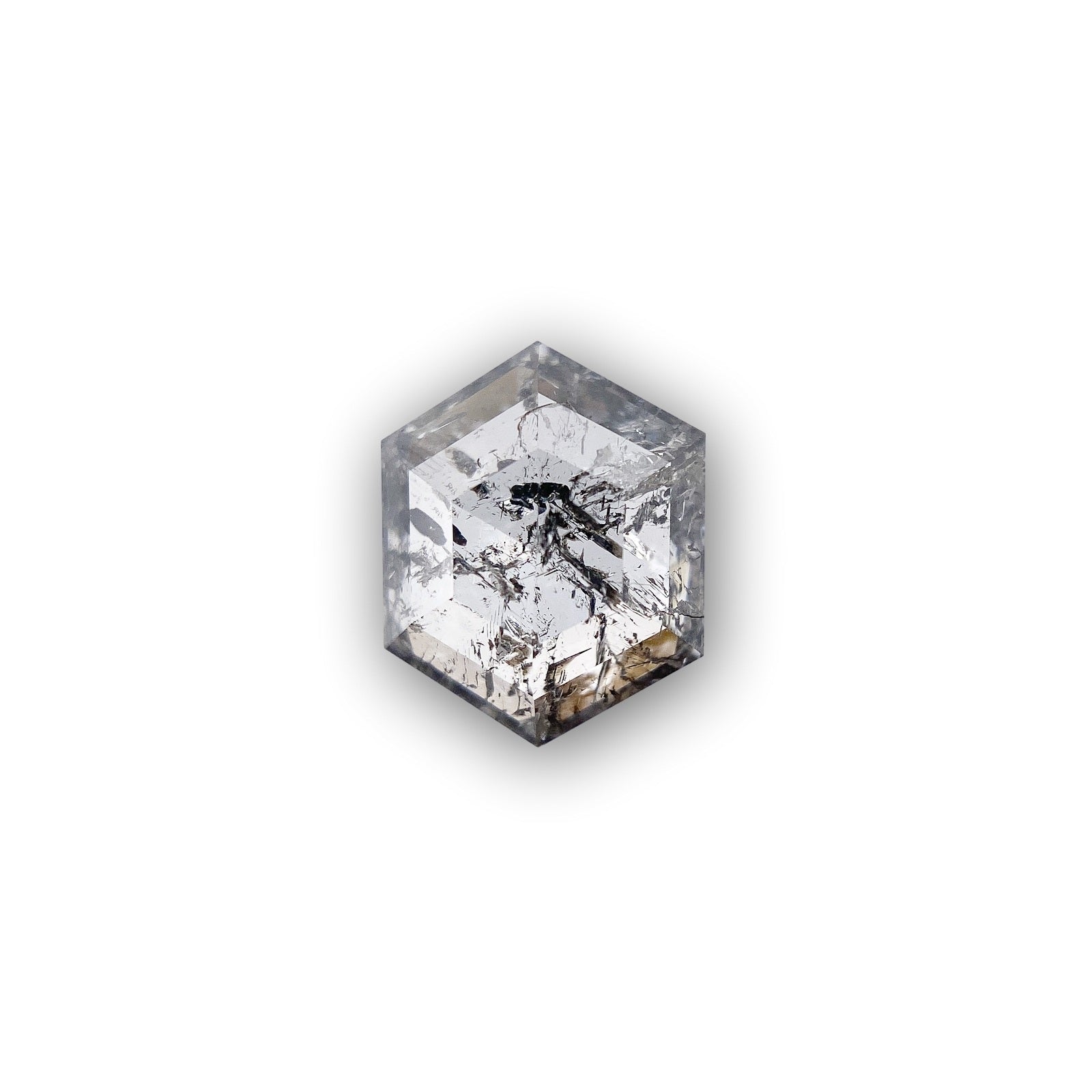 1.28ct | Salt & Pepper Rose Cut Hexagon Shape Diamond-Modern Rustic Diamond