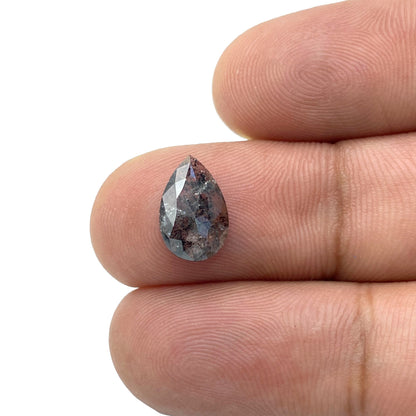1.36ct | Salt & Pepper Rose Cut Pear Shape Diamond-Modern Rustic Diamond