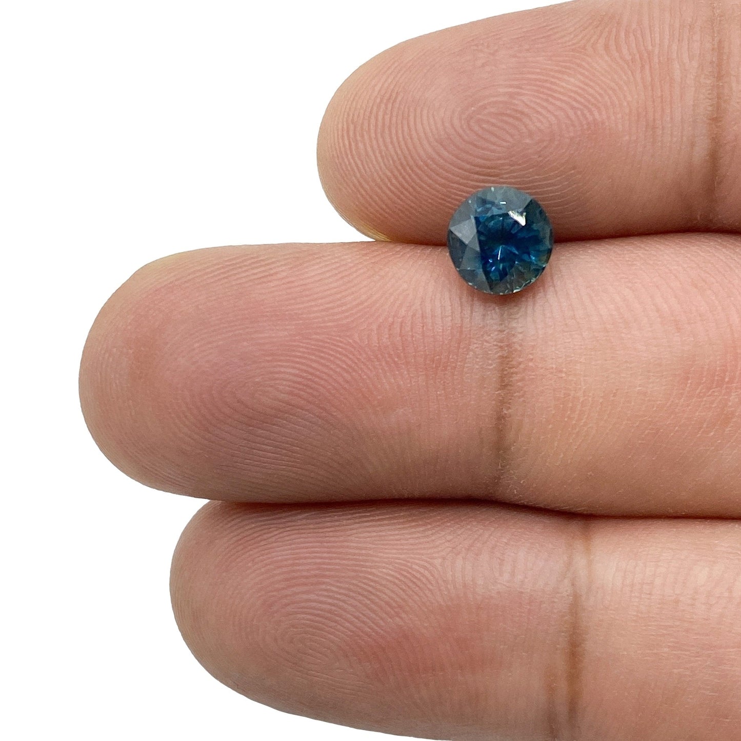 1.45ct | Brilliant Cut Round Shape Blue Montana Sapphire-Modern Rustic Diamond