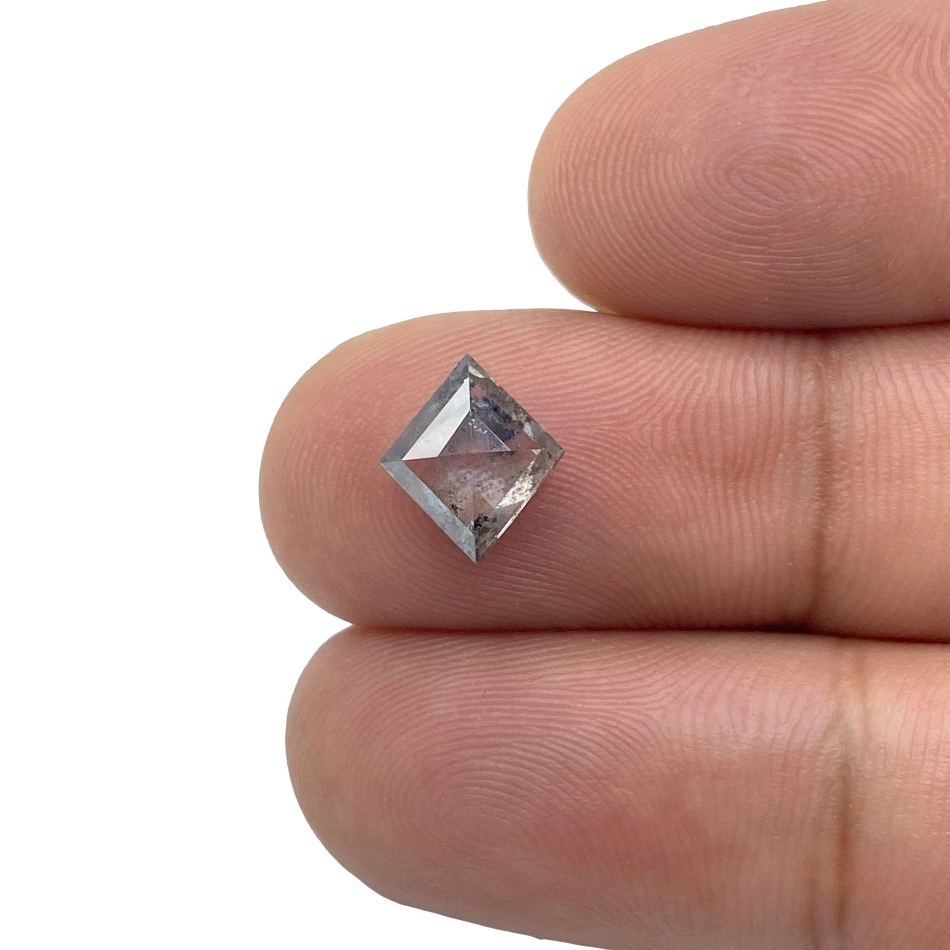1.61ct | Salt & Pepper Rose Cut Lozenge Shape Diamond-Modern Rustic Diamond
