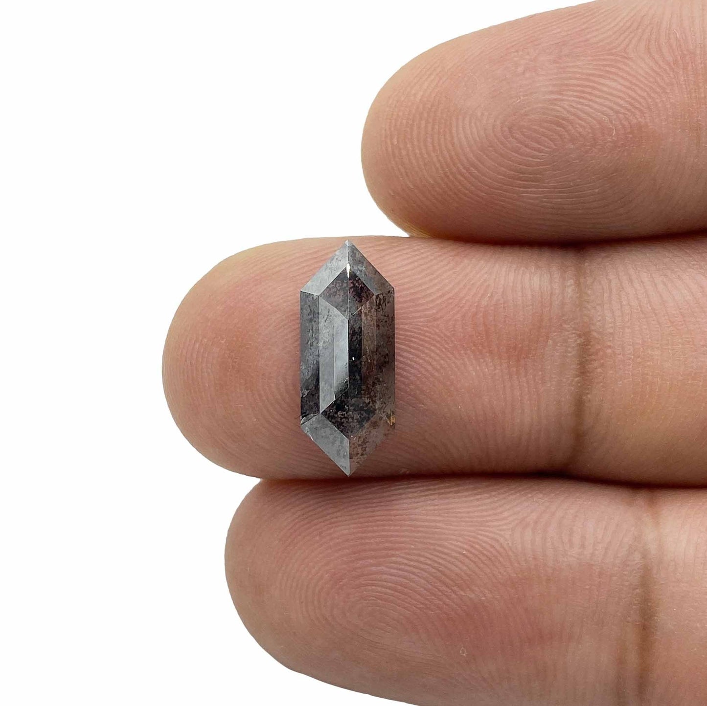 1.78ct | Salt & Pepper Rose Cut Hexagon Shape Diamond-Modern Rustic Diamond
