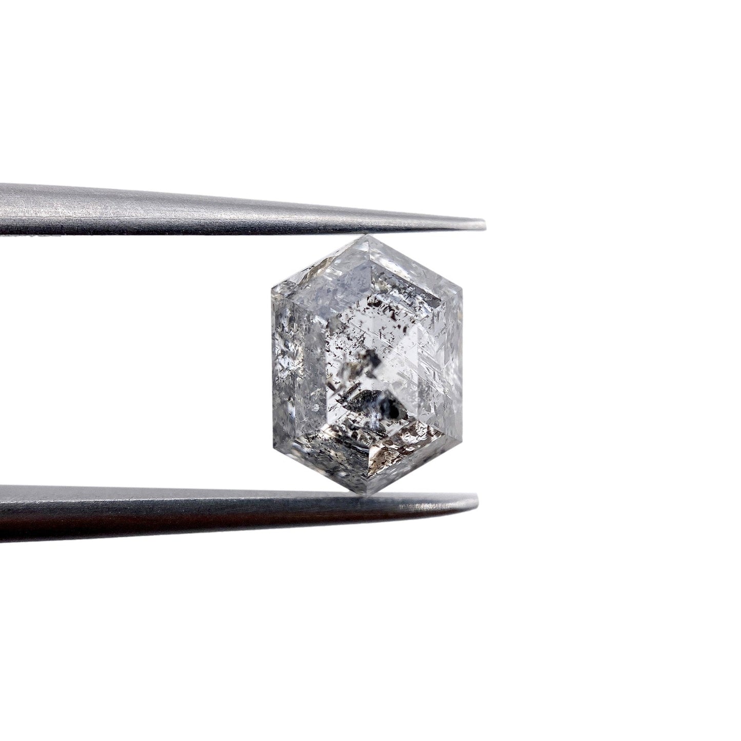 2.15ct | Salt & Pepper Rose Cut Hexagon Shape Diamond-Modern Rustic Diamond