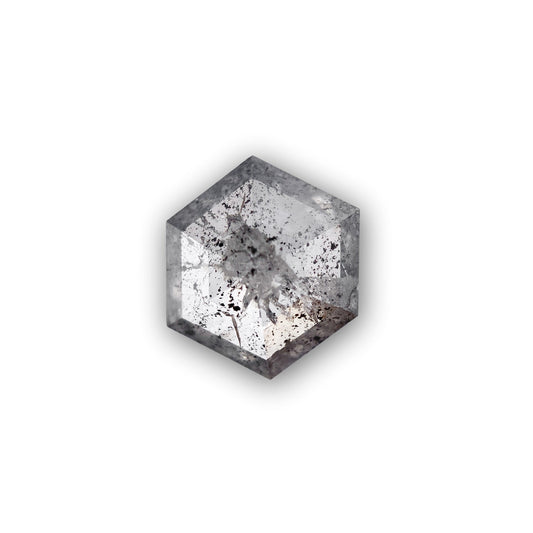 2.27ct | Salt & Pepper Rose Cut Hexagon Shape Diamond-Modern Rustic Diamond