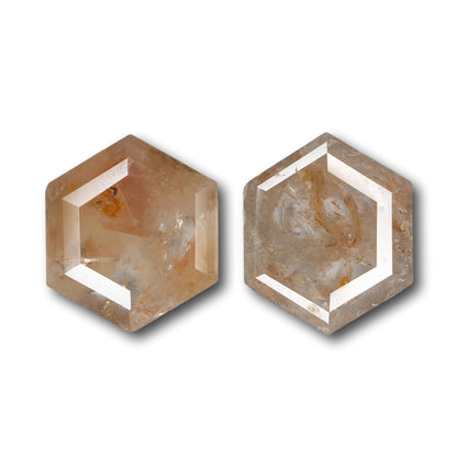 2.80cttw | Orange Yellow Hexagon Matched Pair Diamonds-Modern Rustic Diamond