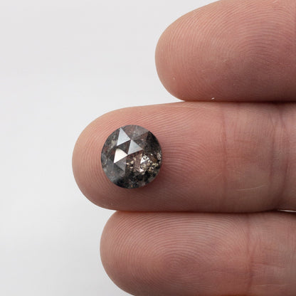 3.13ct | Salt and Pepper Round Rose Cut Cut Diamond-Modern Rustic Diamond