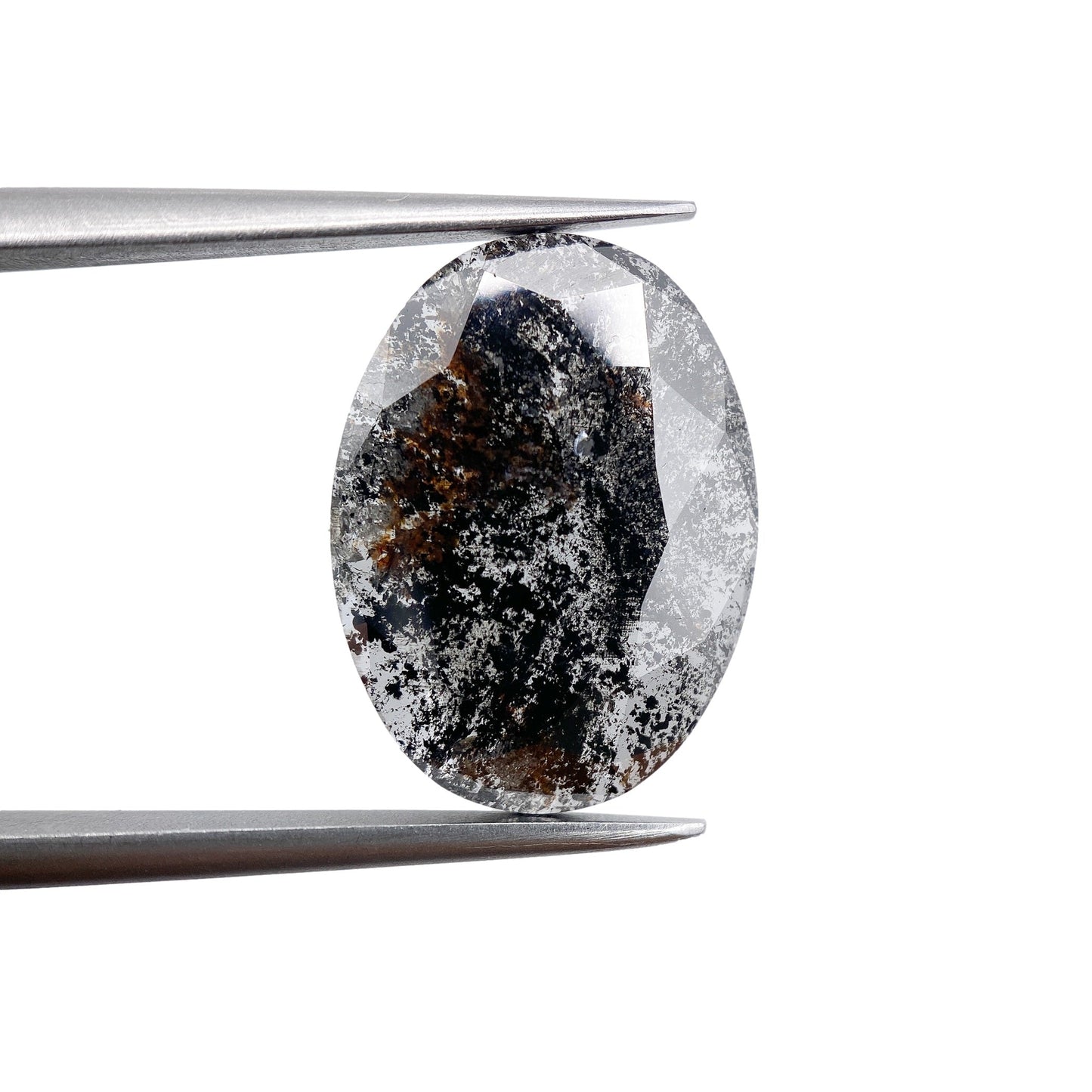 3.26ct | Salt & Pepper Rose Cut Oval Shape Diamond-Modern Rustic Diamond