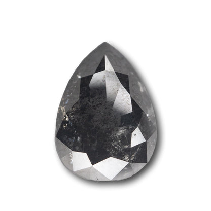 3.55ct | Salt & Pepper Pear Shape Rose Cut Double Sided Diamond-Modern Rustic Diamond