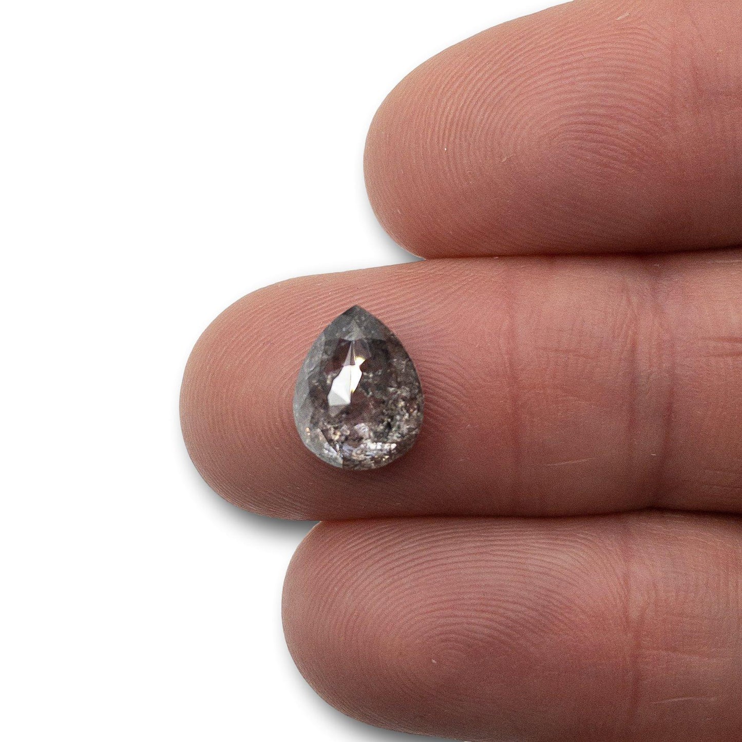 3.89ct | Salt & Pepper Pear Shape Diamond-Modern Rustic Diamond